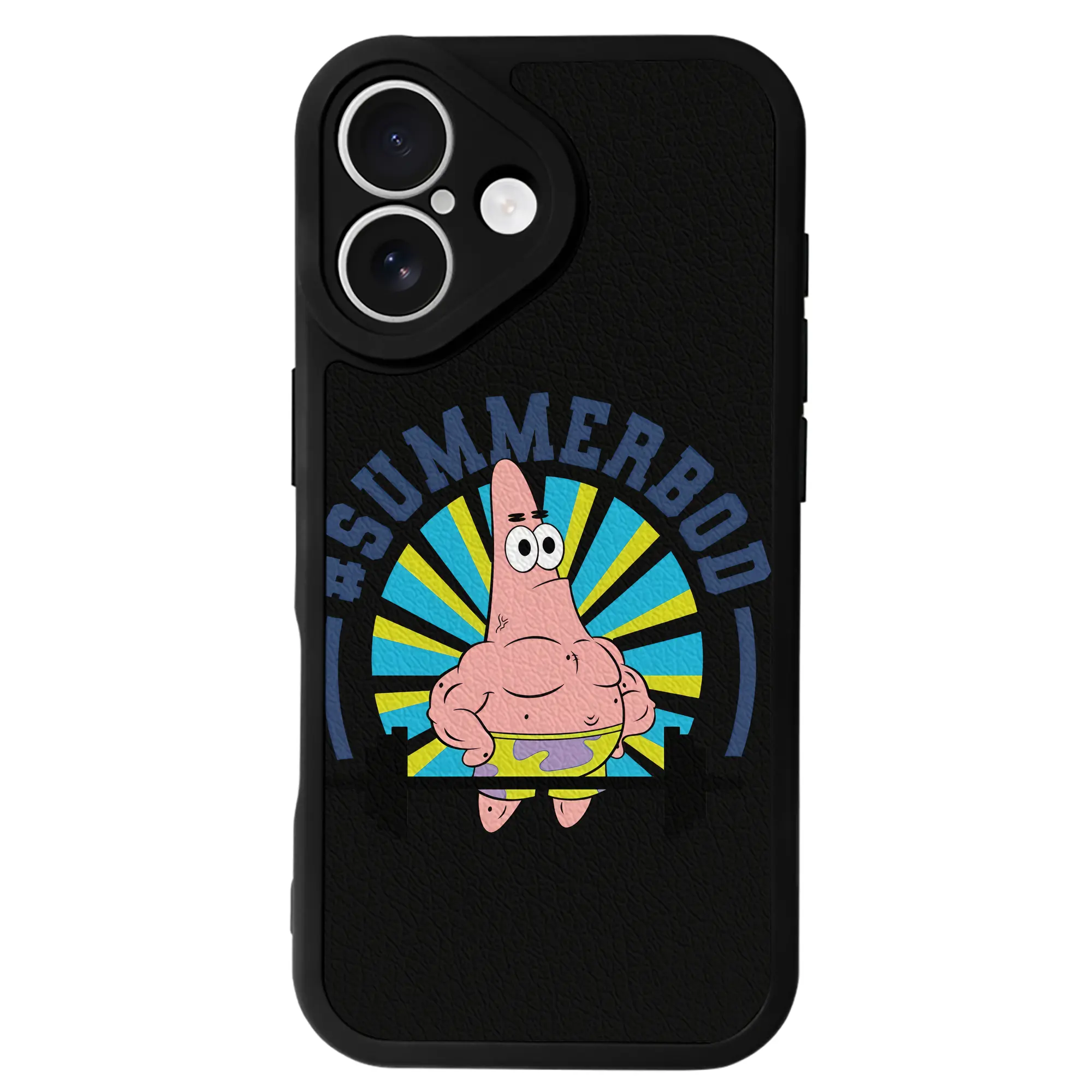 スポンジボブ グッズ パトリック・スター - IPhone 16シリーズ対応 ・ シリコンスマホケース ・ レザー調 ・ 高精度フィット ・ 耐衝撃 ・ ワイヤレス充電対応 ・ 精密カット